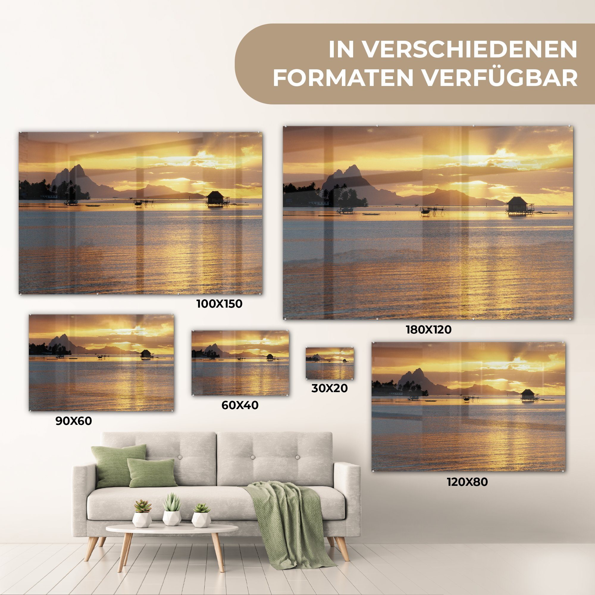 Sonnenuntergang auf Bora MuchoWow Acrylglasbilder Acrylglasbild St), Wohnzimmer & Bora, Schlafzimmer der Insel (1