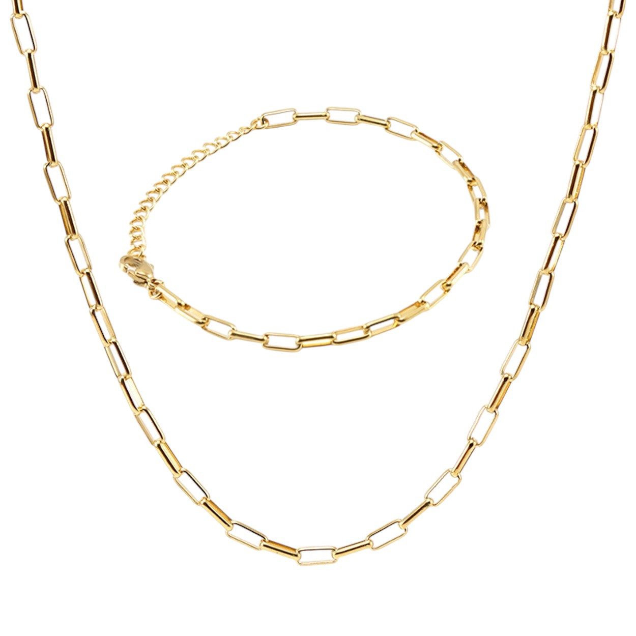 KARMA Schmuckset Damen Gold Edelstahl vergoldet Halskette und Armband Kette günstig online kaufen