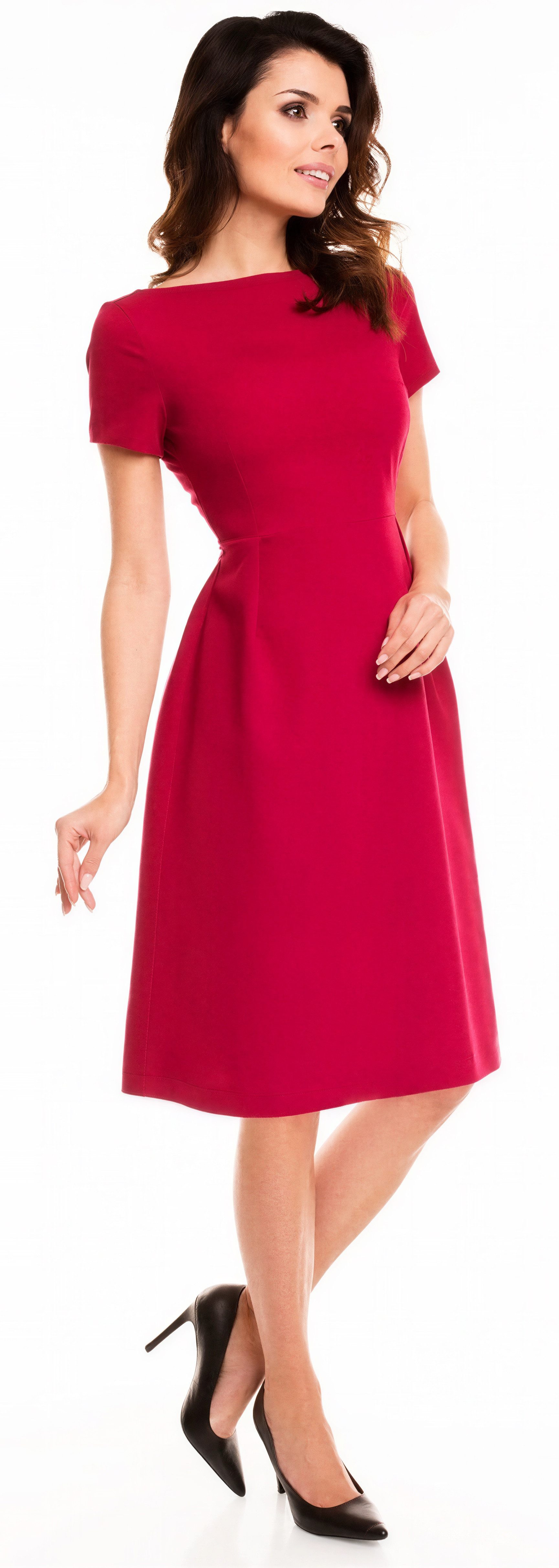 Awama Midikleid mit kurzen Ärmeln und ausgestelltem Rockteil