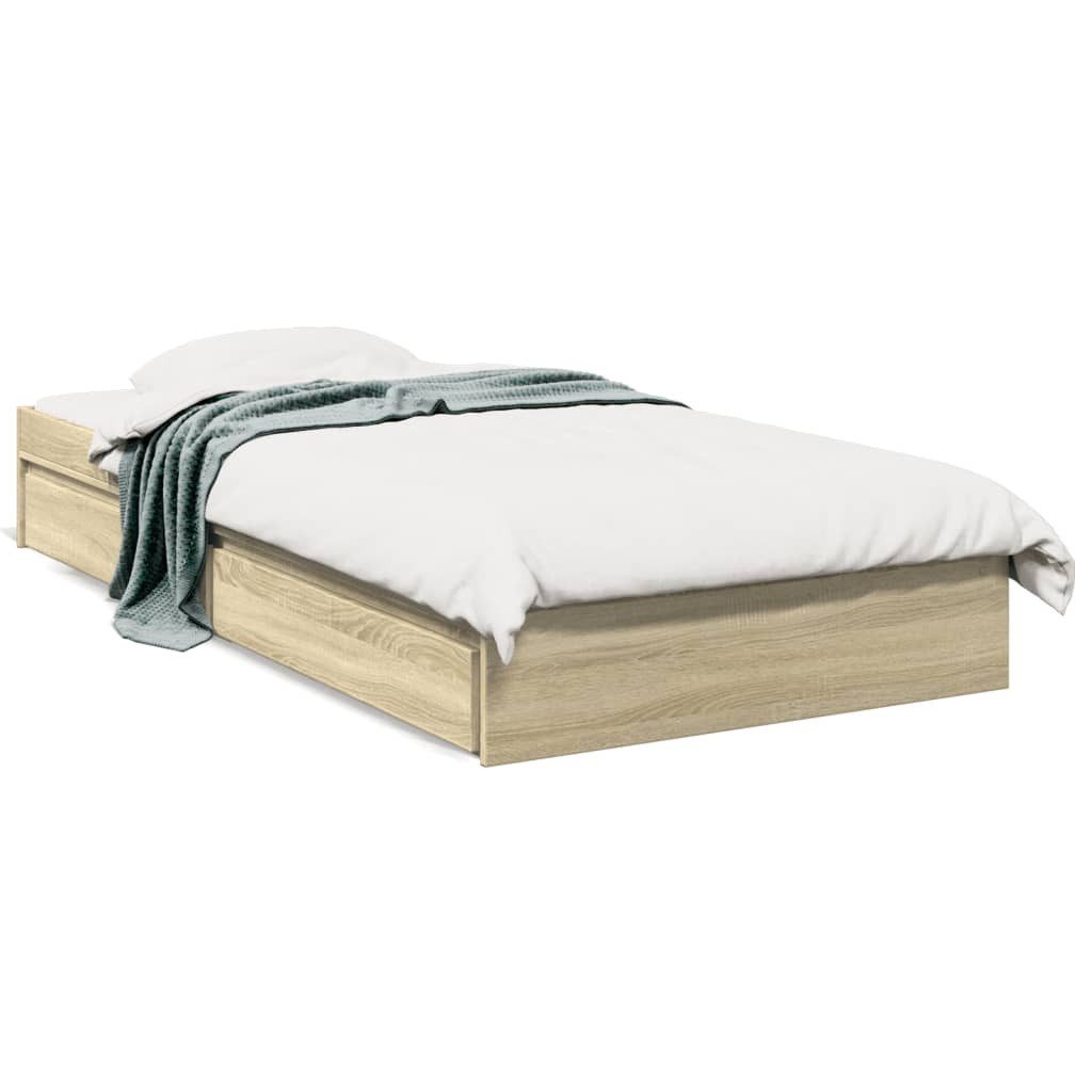 vidaXL Bett Bettgestell mit Schubladen Sonoma-Eiche 90x200cm Holzwerkstoff günstig online kaufen