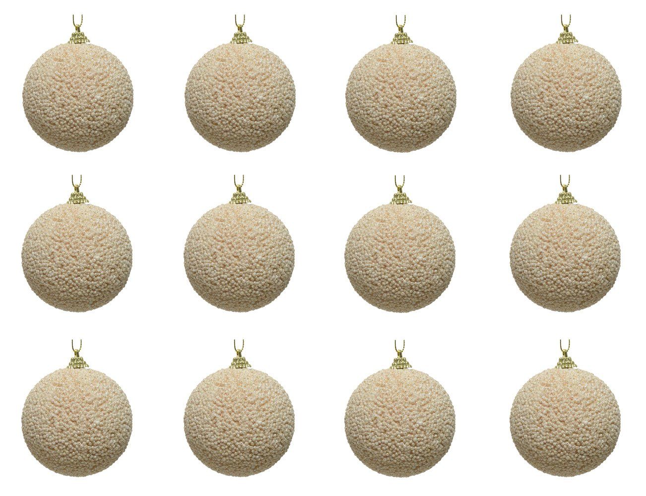 Decoris season decorations Weihnachtsbaumkugel, Perlen Set Weihnachtskugeln 10cm Kunststoff champagner, 12er mit