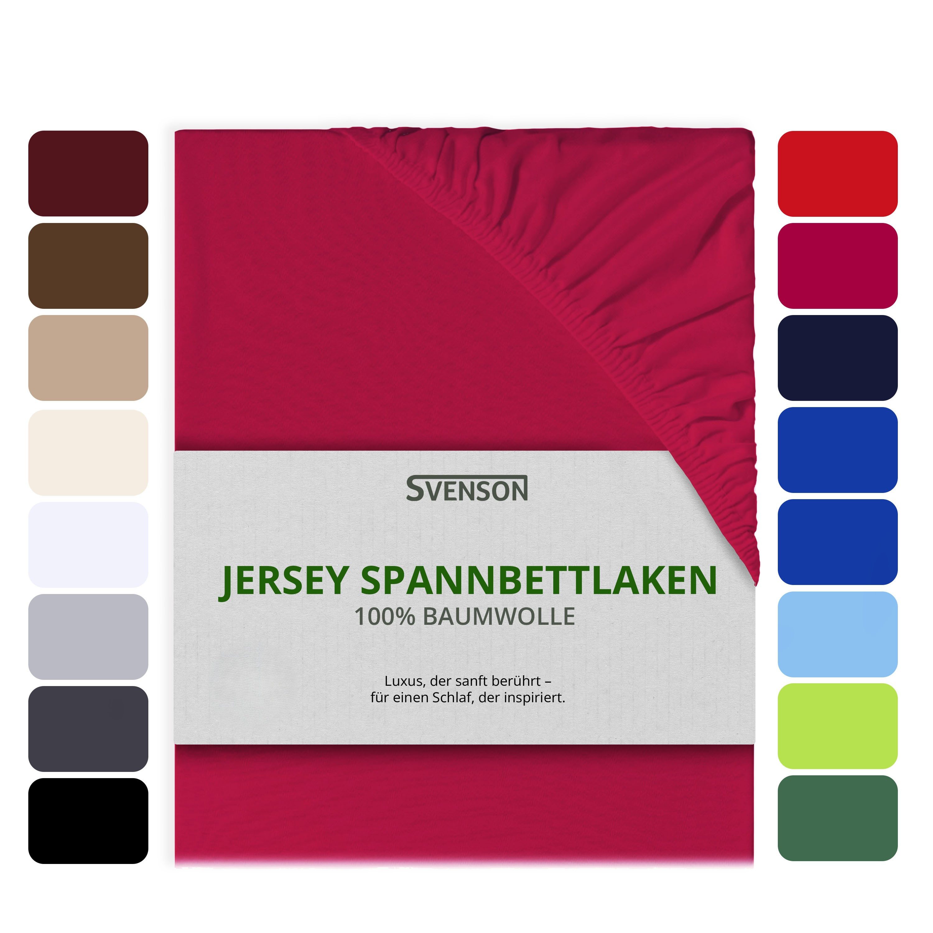 Svenson Spannbettlaken Svenson Jersey Spannbettlaken, 100% Baumwolle, Gummizug: rundum, (1 Stück), Pink