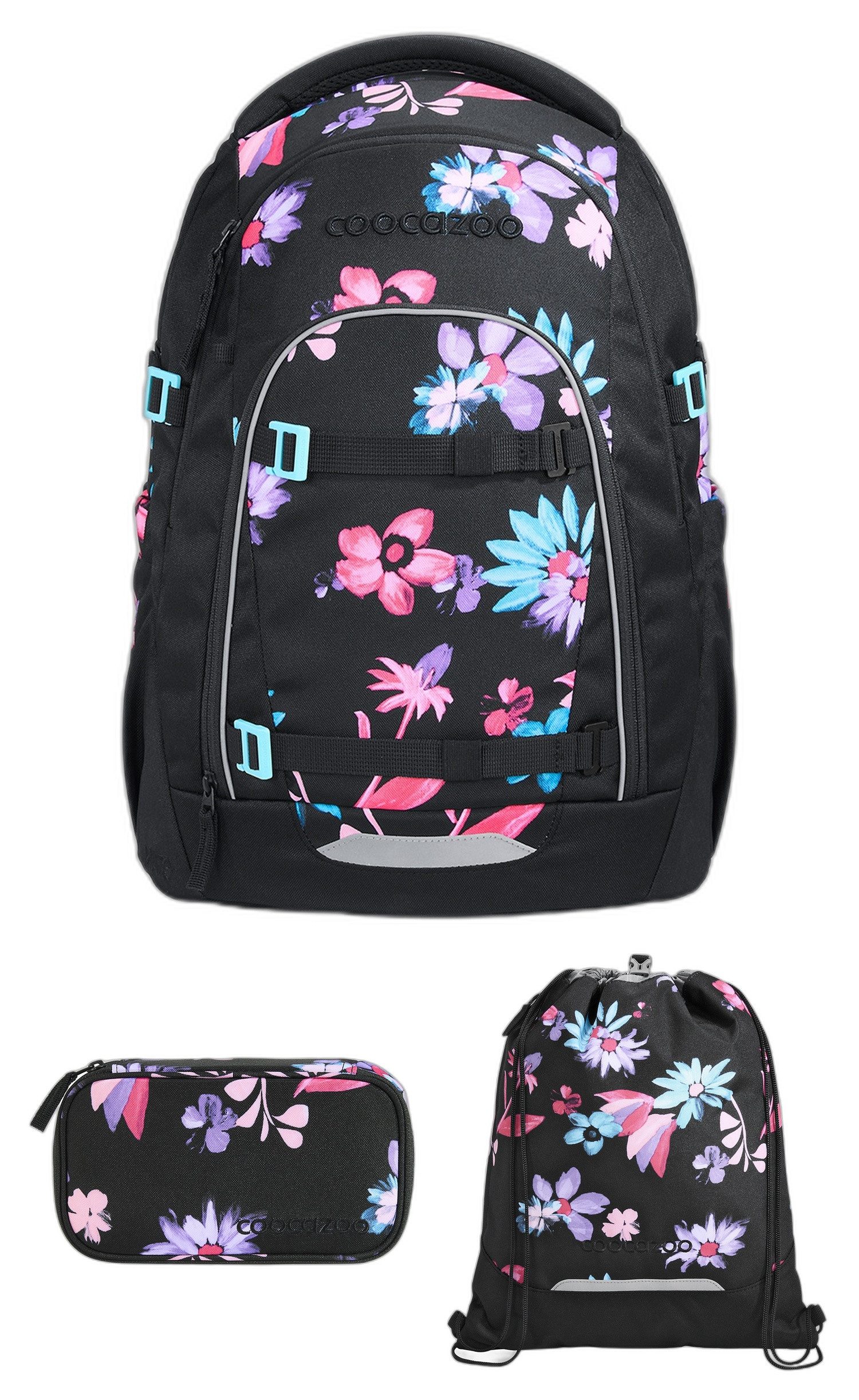 coocazoo Schulrucksack Coocazoo MATE Floral Artnight Set 3tlg