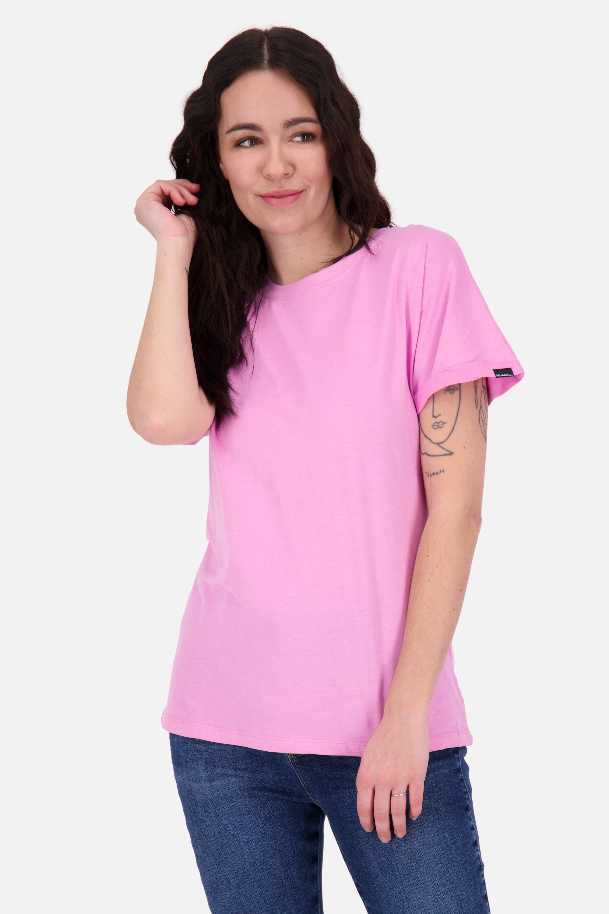 Top-Verkaufsergebnis Alife & Kurzarmshirt, Shirt MalaikaAK A bubblegum melange Kickin Rundhalsshirt Damen Shirt