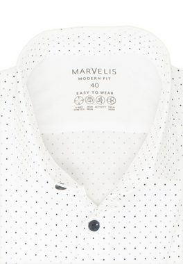 MARVELIS Businesshemd Easy To Wear Hemd - Modern Fit - Langarm - Punkte - Weiß