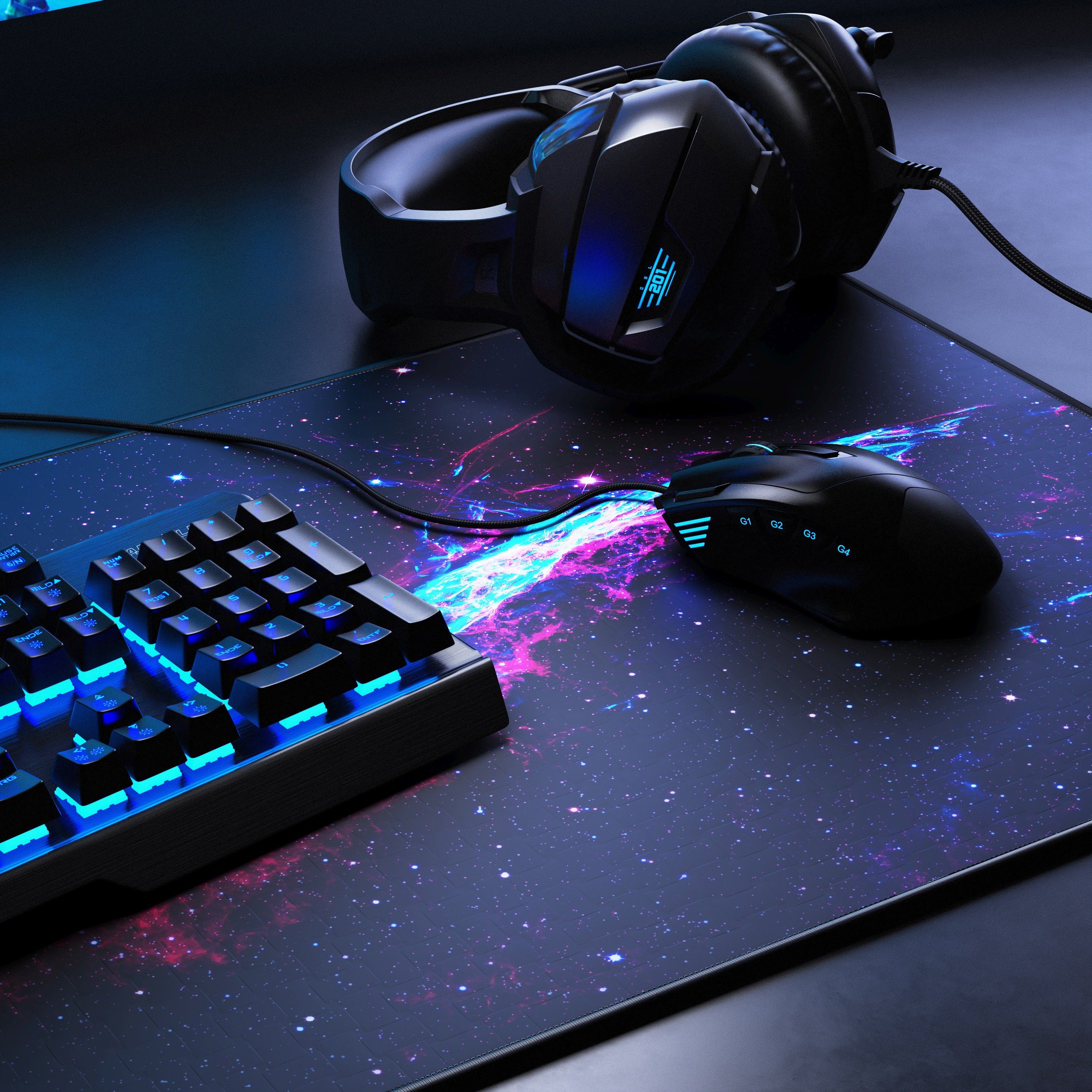 CSL Gaming Mauspad XXL Speed Mousepad 900 x 400 x 3 mm, große Tischunterlage (1-St), rutschfest, abwaschbar, Geschwindigkeit & Präzision, Galaxie Speed – Bild 3 von 5