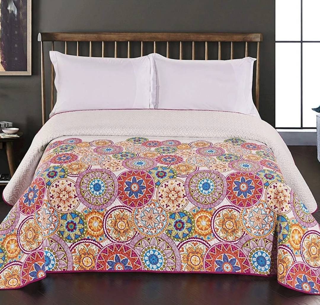 DecoKing Tagesdecke Bettüberwurf Tagesdecke mit Wendedesign Abstrakt Blumen Colors Luxus, Wendedesign