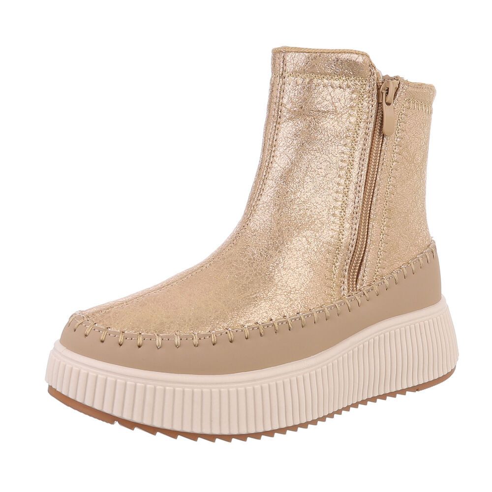 Ital-Design Damen Freizeit Plateaustiefelette (87214655) Flach Plateaustiefeletten in Gold