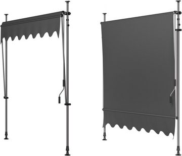 TLGREEN Klemmmarkise,Balkonmarkise,Sonnenschutz mit Handkurbel, 200 x 120cm,UV-Beständig Höhenverstellbar