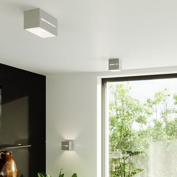 etc-shop LED Einbaustrahler, Leuchtmittel inklusive, Warmweiß, Deckenspot eckig grau Aufbau-Deckenstrahler Aufbauspot-