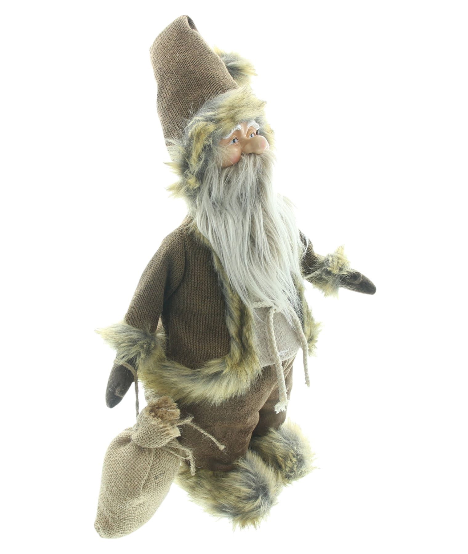 Dekoleidenschaft Weihnachtsmann "Braun" Weihnachtsmannfigur 54 cm hoch, Nikolaus, Santa Claus Figur, aus Kunstfell & Textil, Weihnachtsdeko