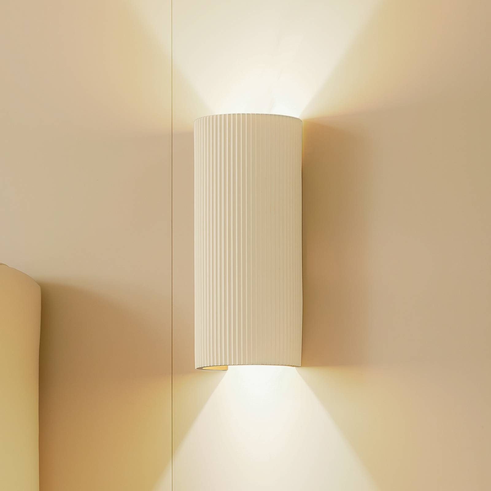 Lindby Wandleuchte Colja, Gips Creme IP20, günstig online kaufen