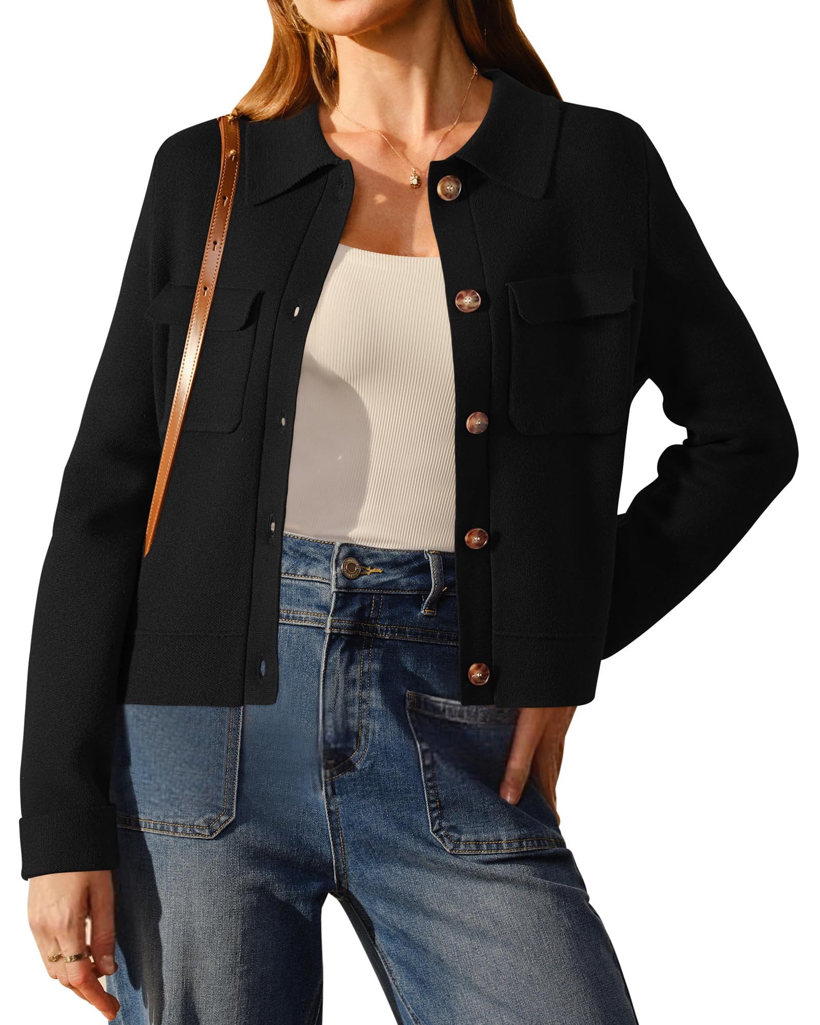 Arach&Cloz Jackett Arach&Cloz Damen Wollmischung Button Down Kurzjacke Jers günstig online kaufen
