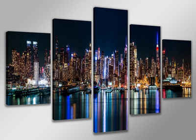 Visario Bild mit Rahmen 2 m x 1 m fünfteiliges Bilderset von Visario auf Leinwand fertig zum Aufhängen/gerahmt, NewYork