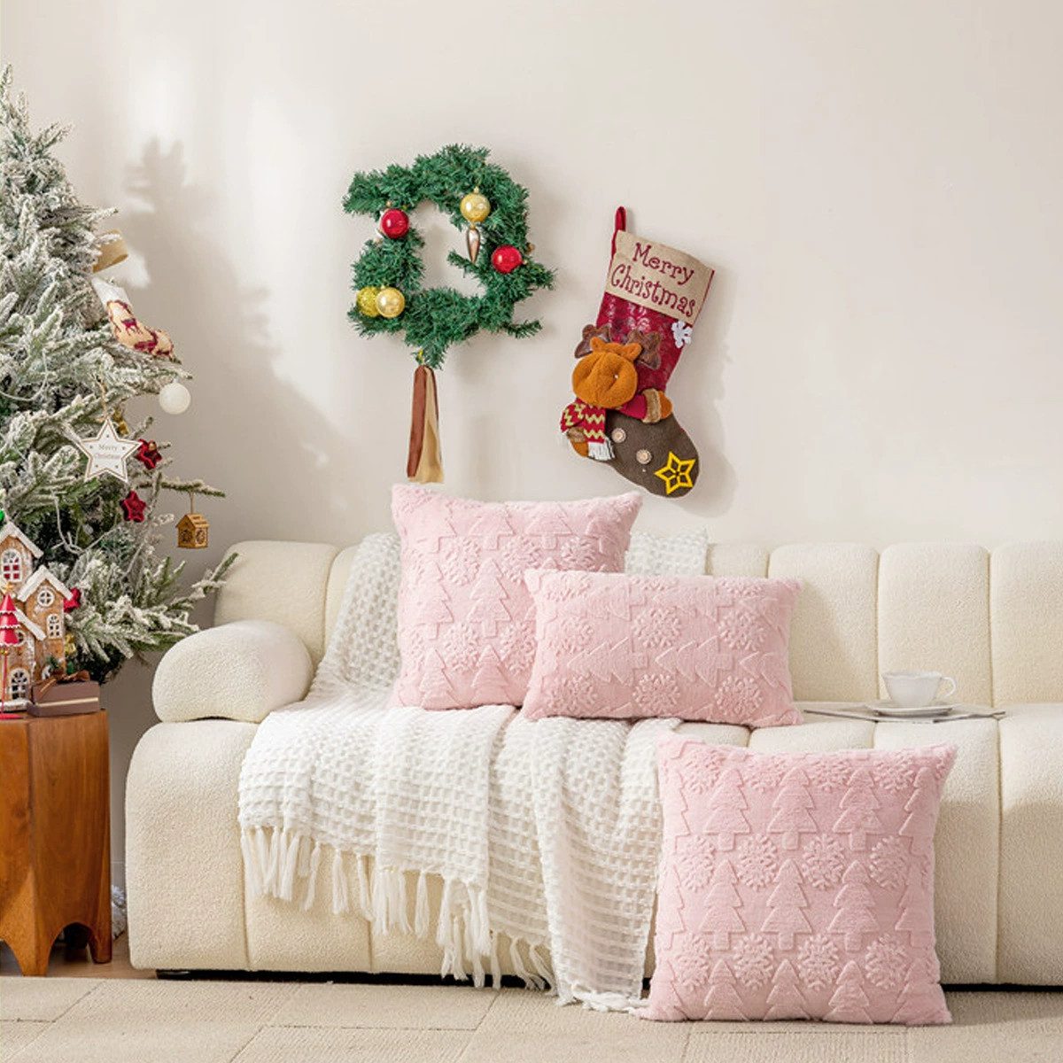 CLTYQ Kissenbezug Kissenbezug Weihnachten 2 Stück, 45 x 45 cm, Weihnachtsde günstig online kaufen