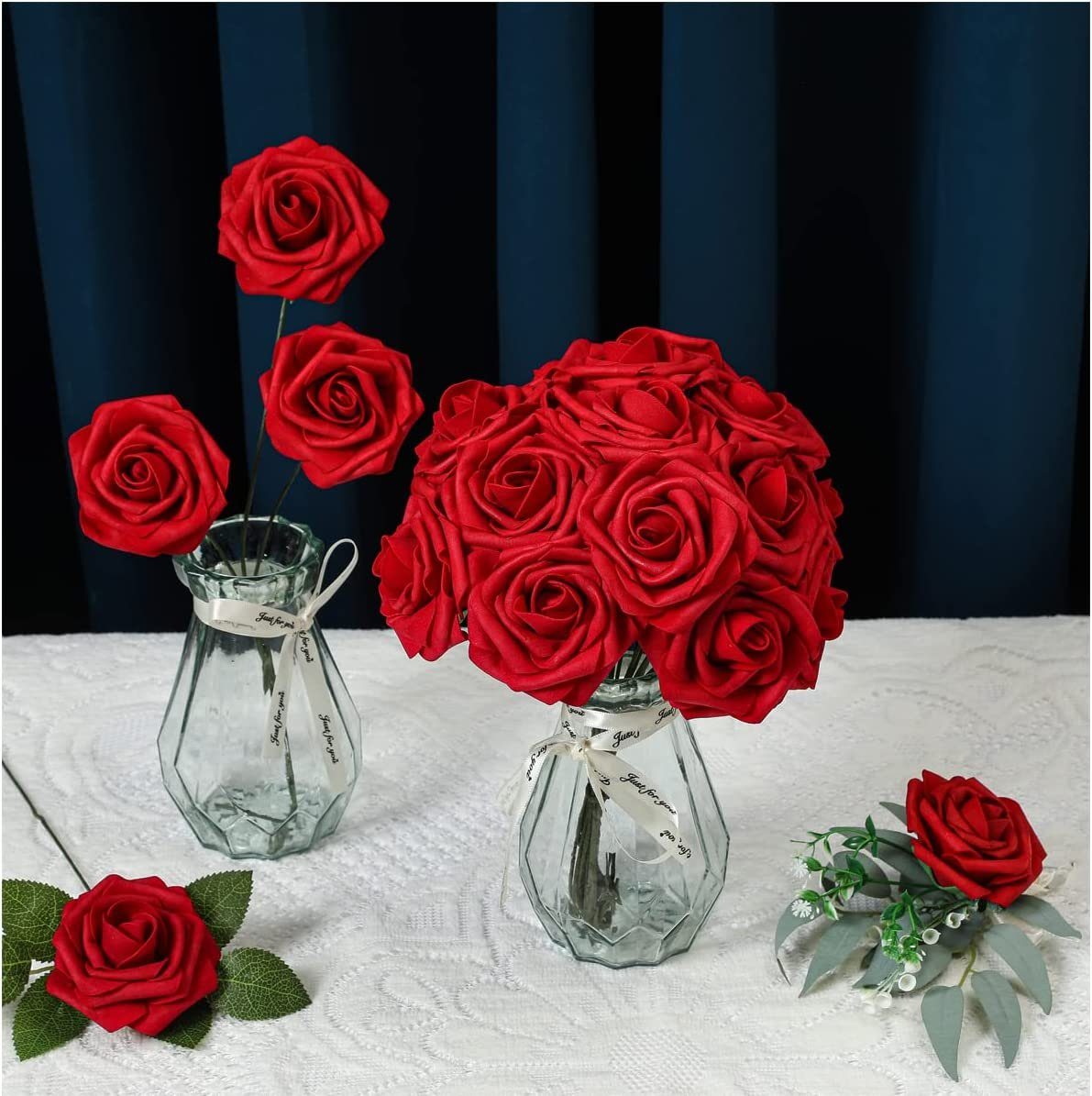 GelldG Dekoobjekt 25 Stück Künstliche Blumen Rosen Kunstblumen Schaumrosen