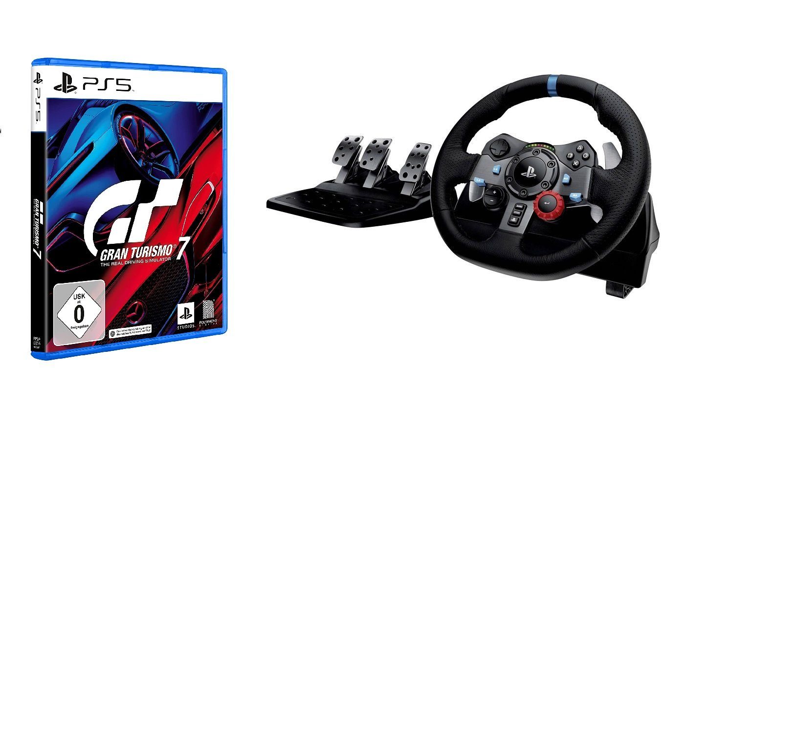 Logitech G29 Driving Force + Gran Turismo 7 Gaming-Lenkrad (Gran Turismo Spiel: Freigegeben ohne Altersbeschränkung)
