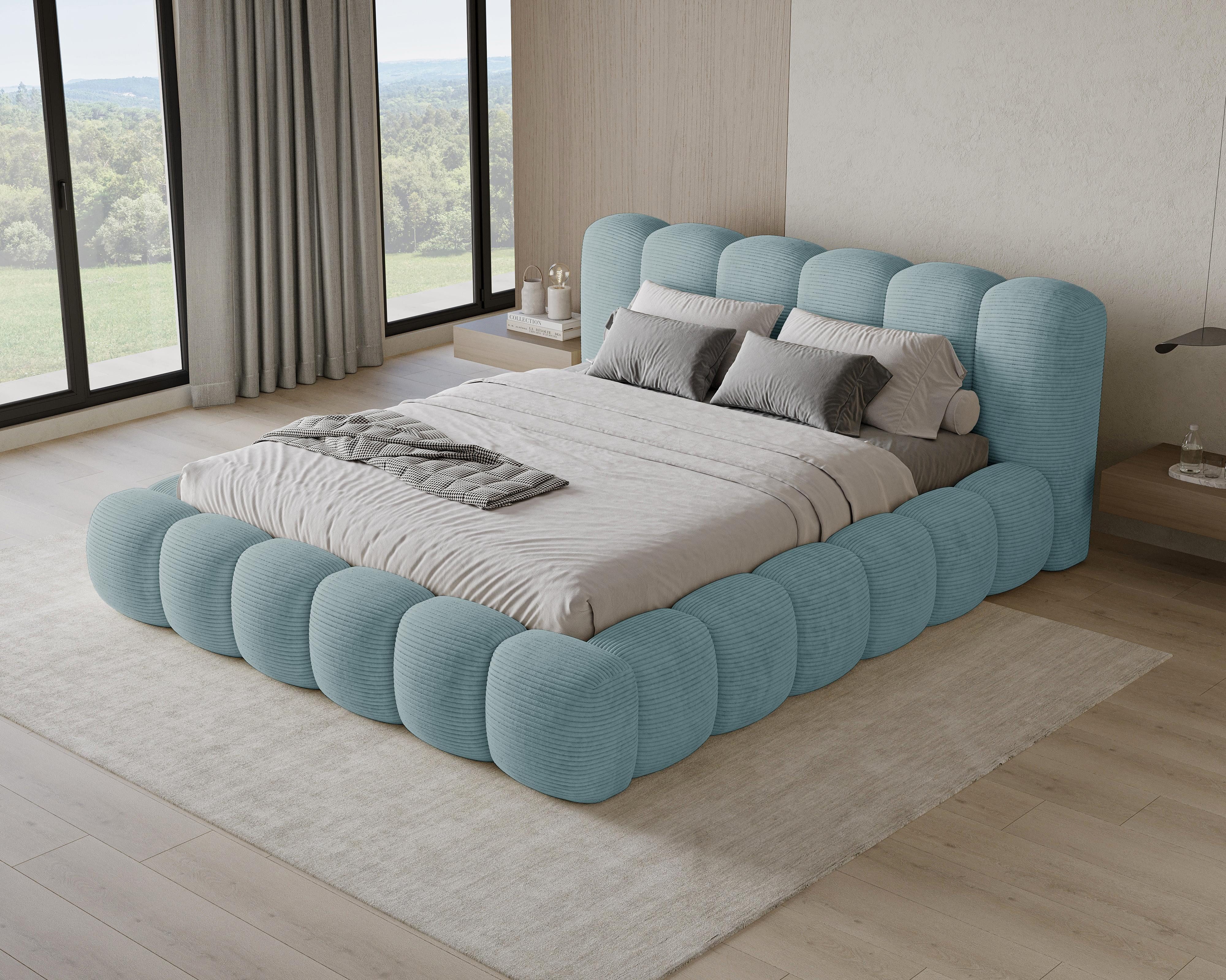 Chilly Möbel Polsterbett Bouclé Stoff mit Stauraum und Lattenrost Metallrahmen (Boxbett ohne Matratze in vielen Farben, 140x200 160x200 180x200 200x200cm), gepolstertem Kopfteil Bettkasten modern