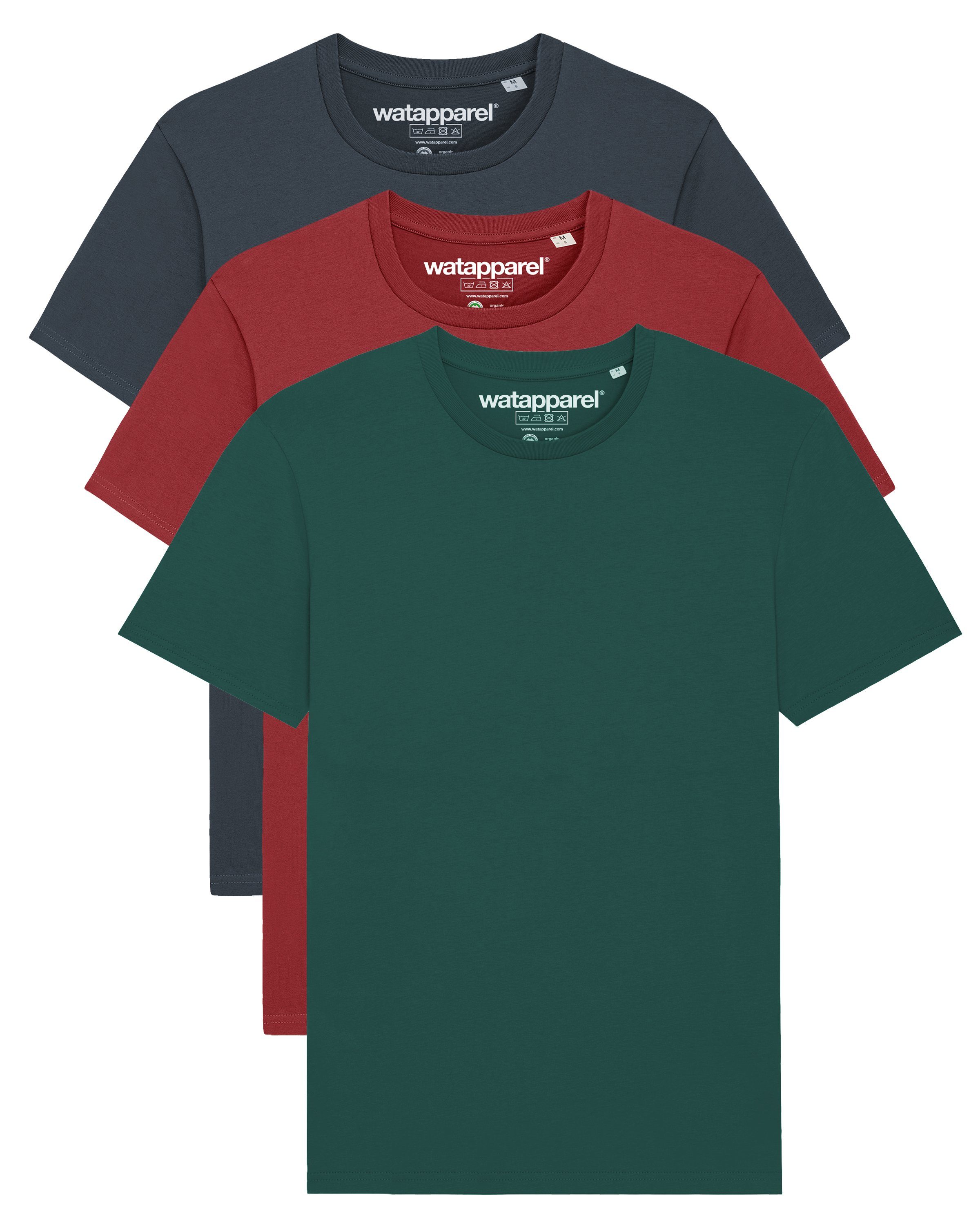 / (1-tlg) Green Ink / India Creator Glazed Red 3er Apparel wat? Earth Grey Print-Shirt Basic Pack