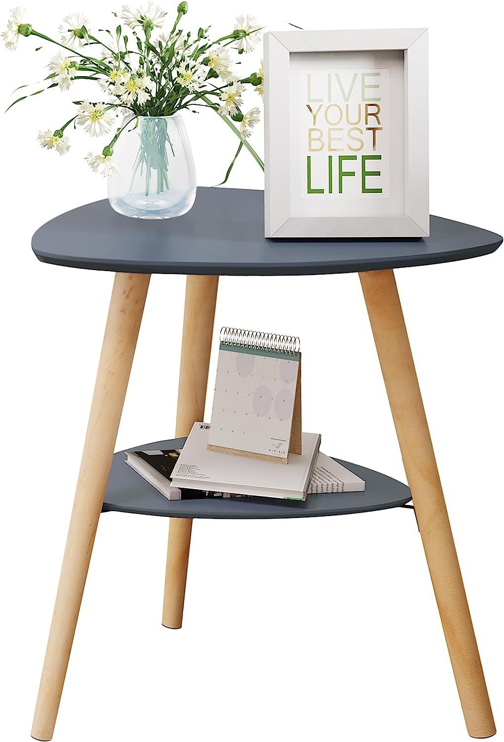 EUGAD Beistelltisch (1-St), Couchtisch Nachttisch mit 2 Ablagen, Holzbeinen günstig online kaufen