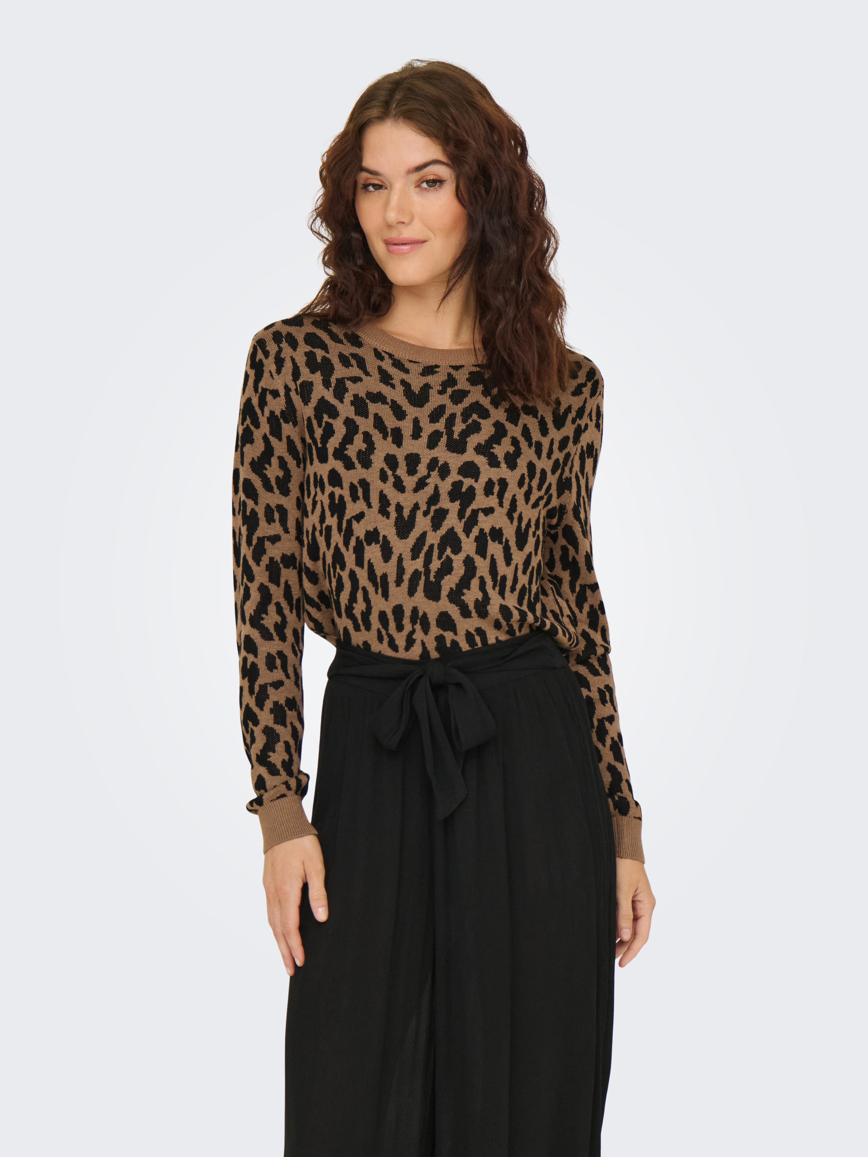 ONLY Rundhalspullover ONLVIENNA LS JQ LEO O-NECK CC KNT günstig online kaufen