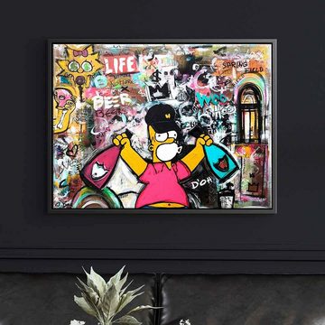 DOTCOMCANVAS® Leinwandbild Simpson Collage, Simpsons Leinwandbild quer comic Pop Art Collage lifestyle Champagner