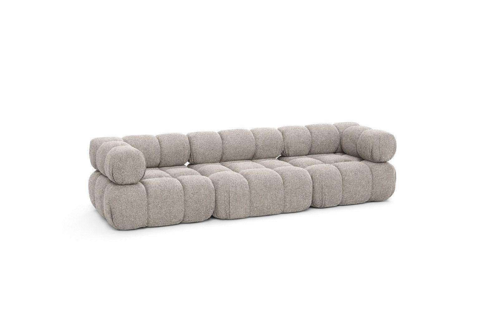Kaiser Möbel Sofa Modulares 3-Sitzer-Sofa, gerade Couch, Bouclé-Stoff Abriamo, Selia, Bouclé-Stoff Abriamo,modulares System,weiche, abgerundete Form