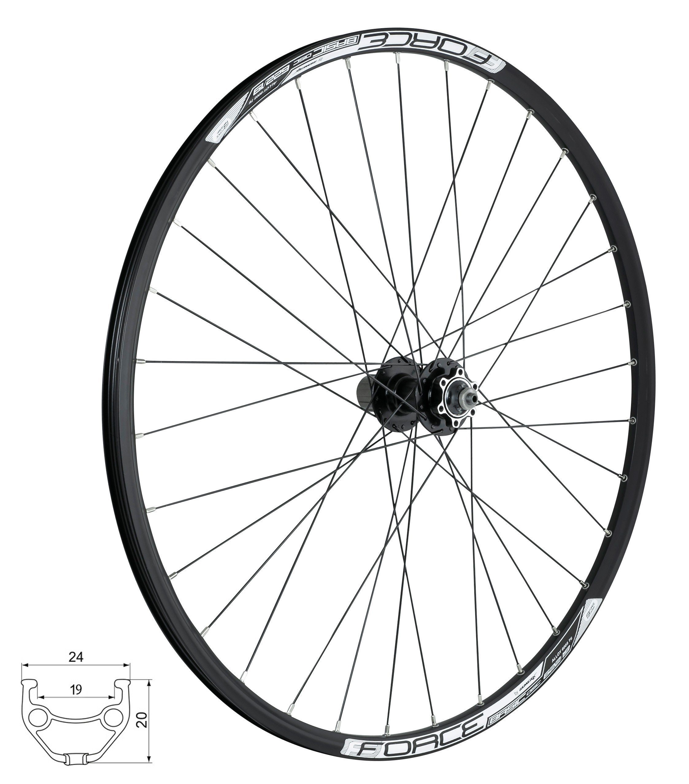 FORCE Fahrrad-Laufrad Hinterrad 28/29" FORCE BASIC DISC 622x19 804343-6b32sh