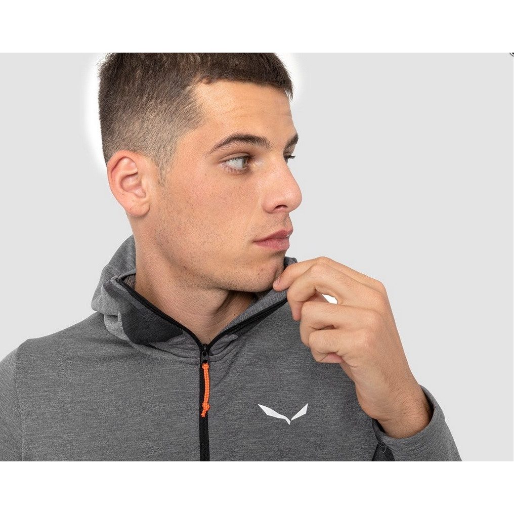 Salewa Kapuzenpullover Thermo-Langarmshirt Boe Merino Half-Zip mit Kapuze (warm)