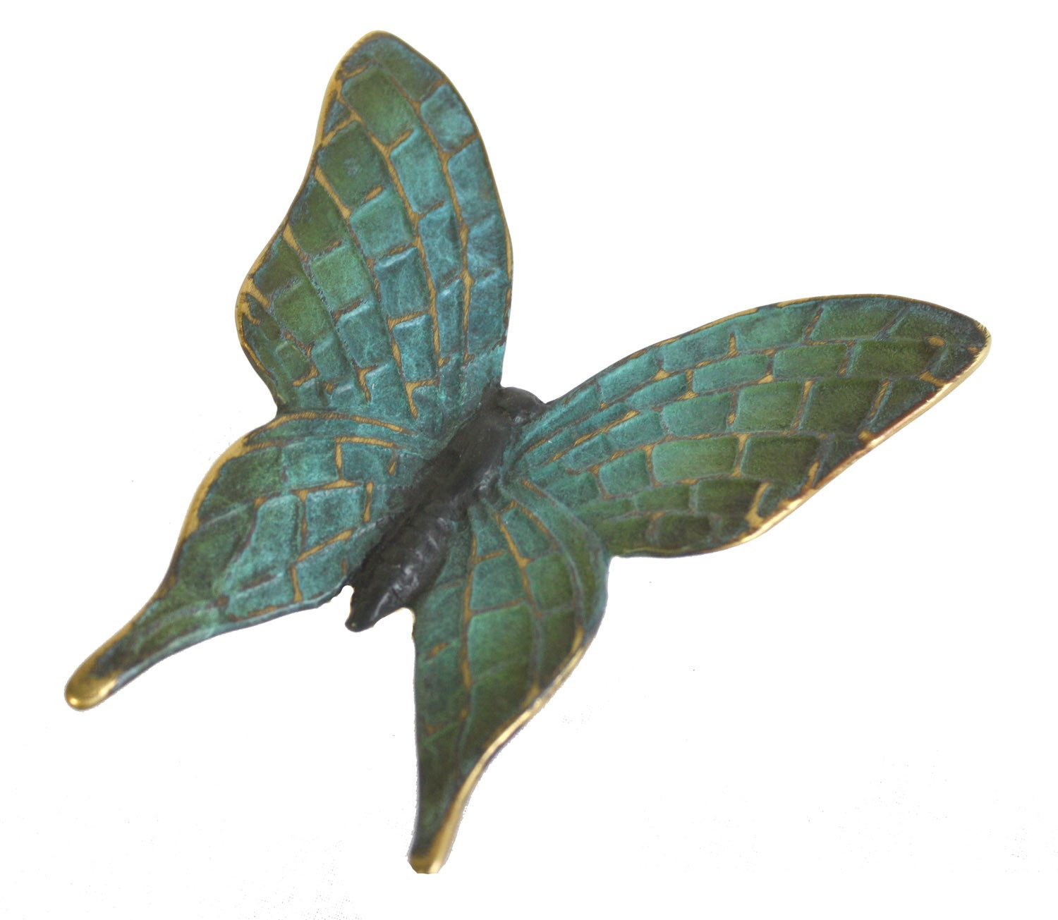 Skulptur Bronzefigur kleiner grüner Schmetterling