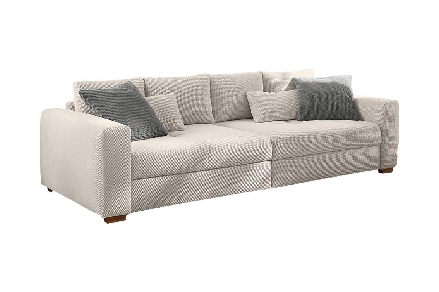 Jockenhöfer Gruppe Big-Sofa MAXI, Hellbeige, Waffelcord, mit Kissen, B 287 x H 87 x T 118 cm