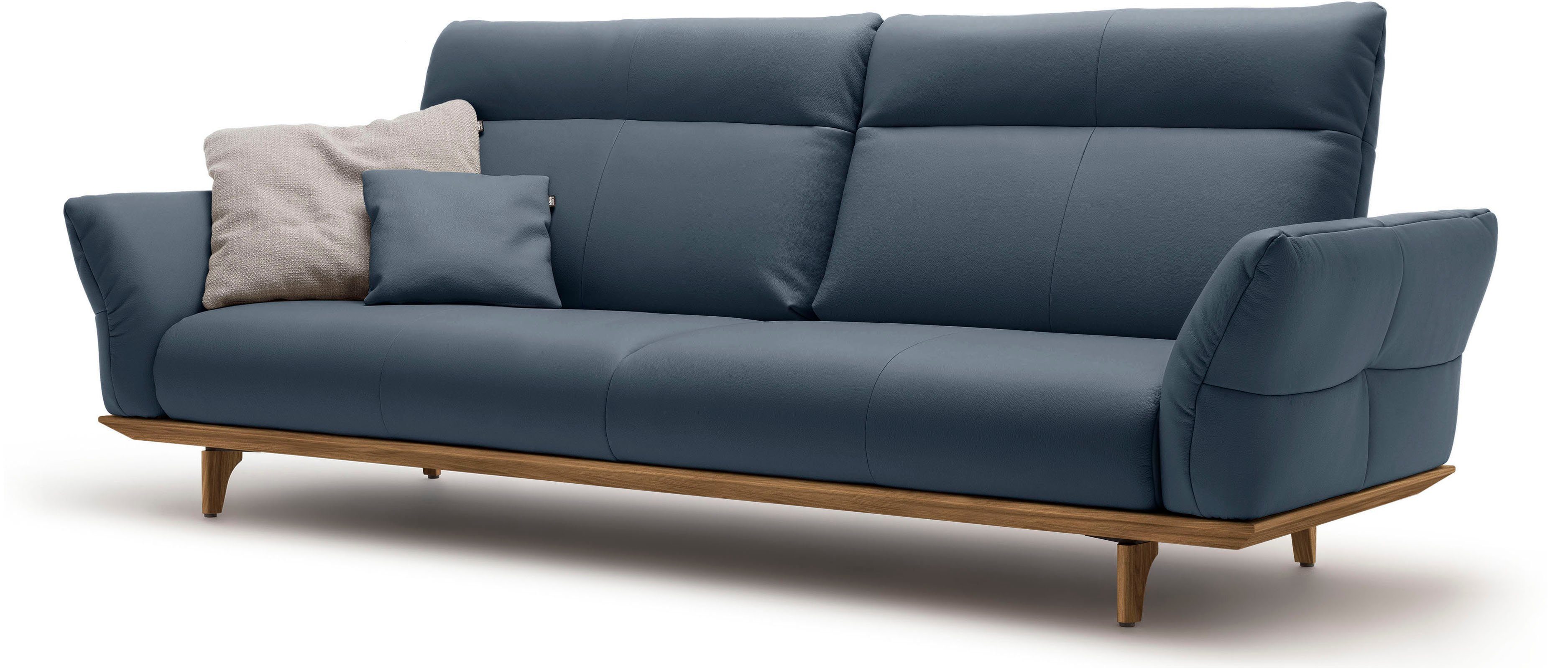 hülsta sofa 4-Sitzer hs.460, 248 cm Sockel Nussbaum, in Nussbaum, Breite Füße