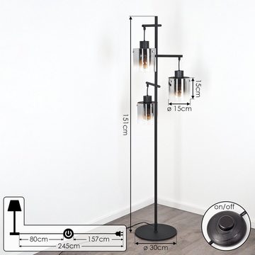 hofstein Stehlampe »Castelfiorentino« Stehlampe aus Metall/Glas, Schwarz/Rauchfarben/Klar, ohne Leuchtmittel, Standlampe mit Fußschalter am Kabel und Schirmen aus Glas (15cm), E27