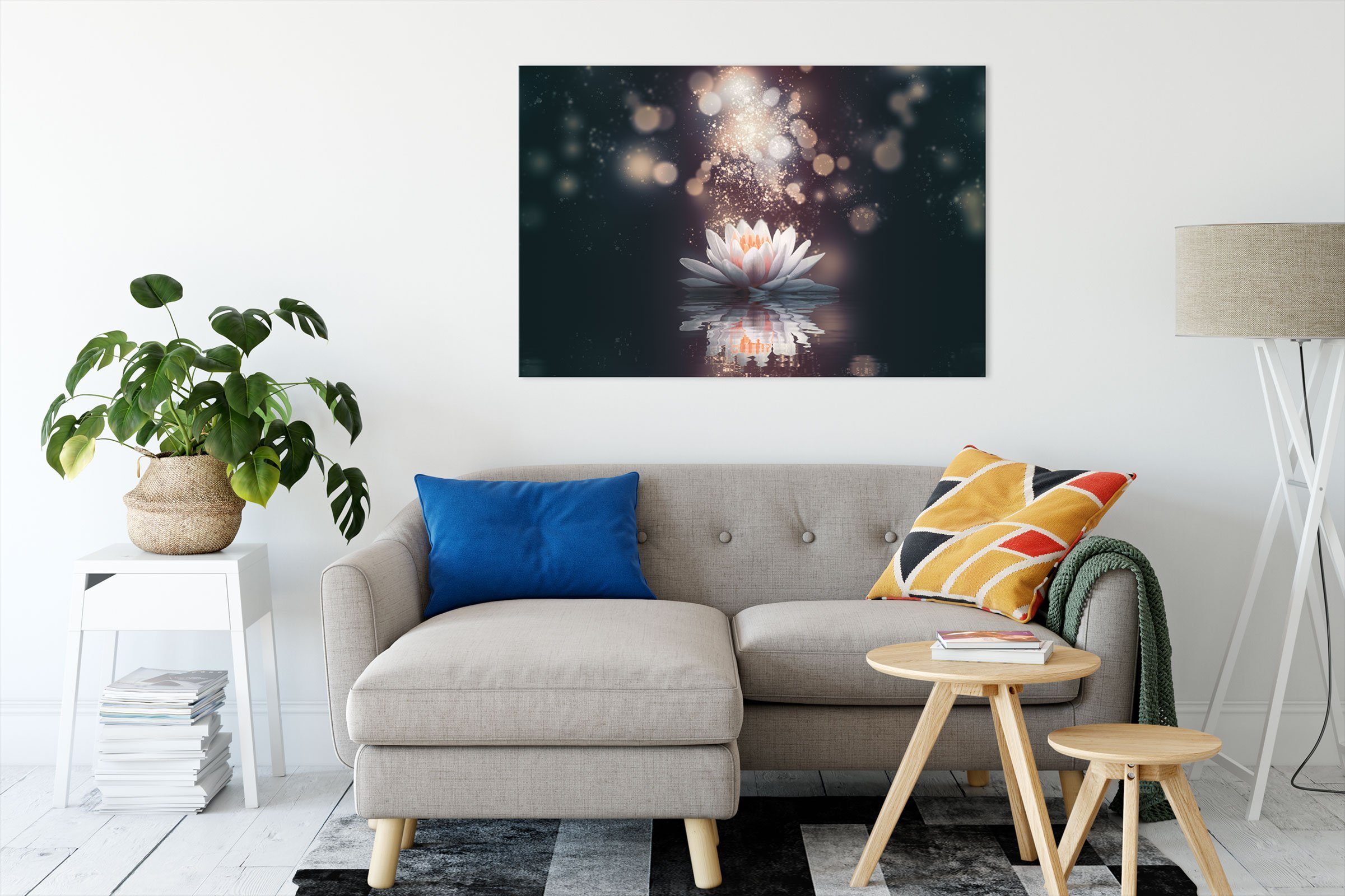 Pixxprint Leinwandbild Magische Lotusblüte mit Glitzerstaub, günstig online kaufen