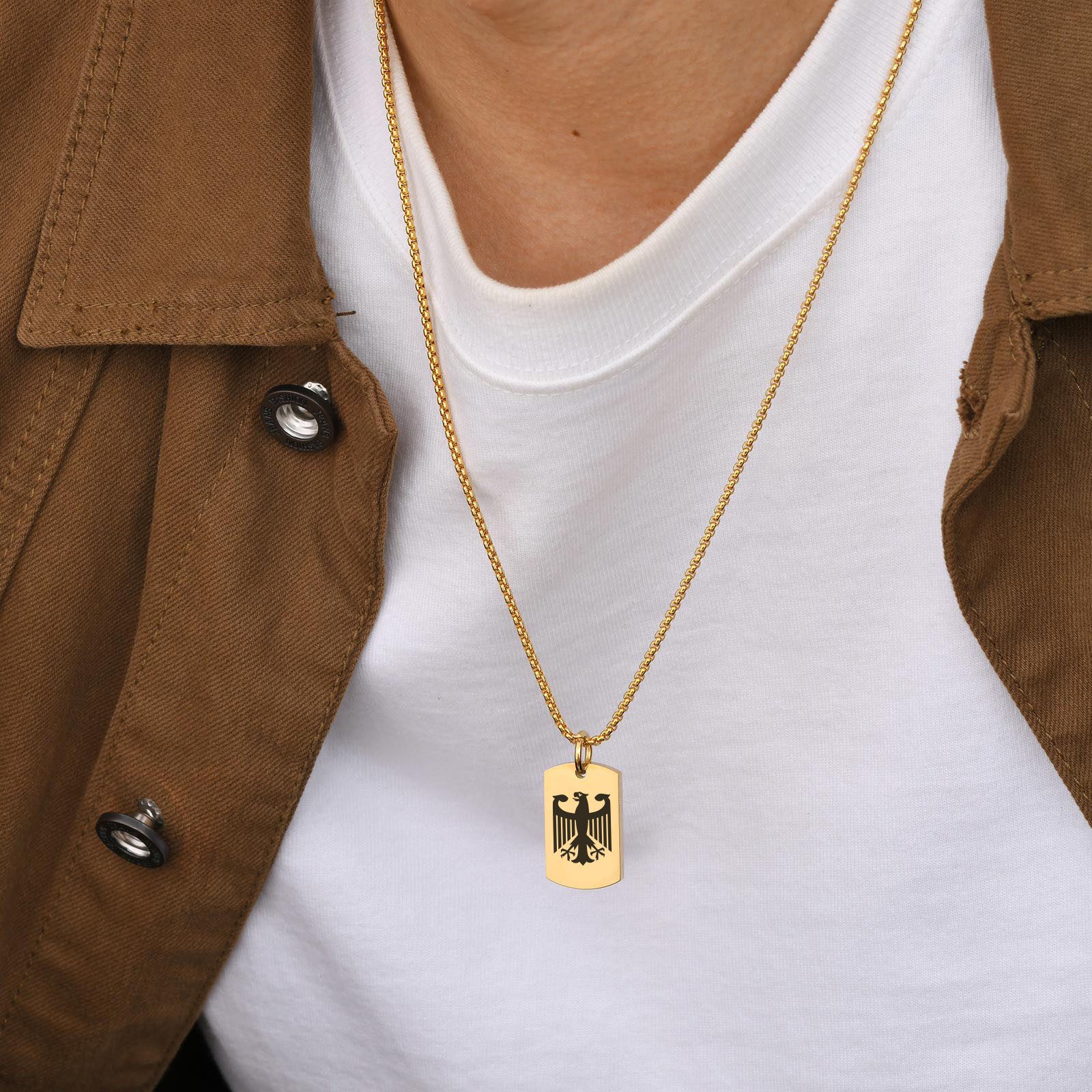 KARMA Kette mit Anhänger Halskette Adler Schwarz, Silber oder Gold Herren ( günstig online kaufen