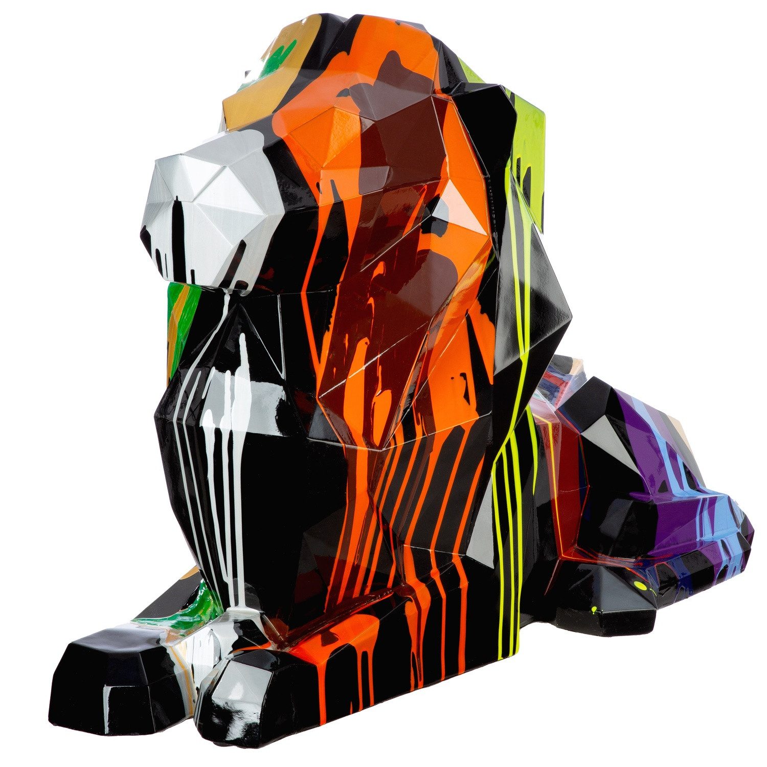 GILDE Skulptur Figur Löwe; geometrisch Lionaro mehrfarbig (1 St), Tierfigur Kunstfigur Pop-Art-Stil Designobjekt Sammlerfigur