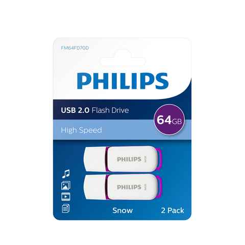 Philips FM64FD70D/00 USB-Stick (USB 2.0, Lesegeschwindigkeit 25,00 MB/s, Snow Edition Magic Purple®, 64GB, USB2.0, 2er Pack)