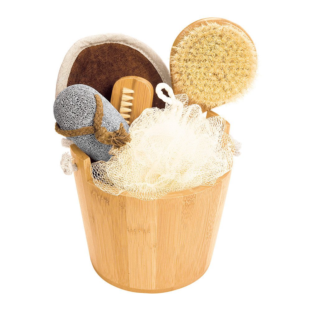 Croll & Denecke Wellness-Pflegeset 40017, 6-tlg., Wellness Geschenk Set, Geschenkset Bambus in Holzbox
