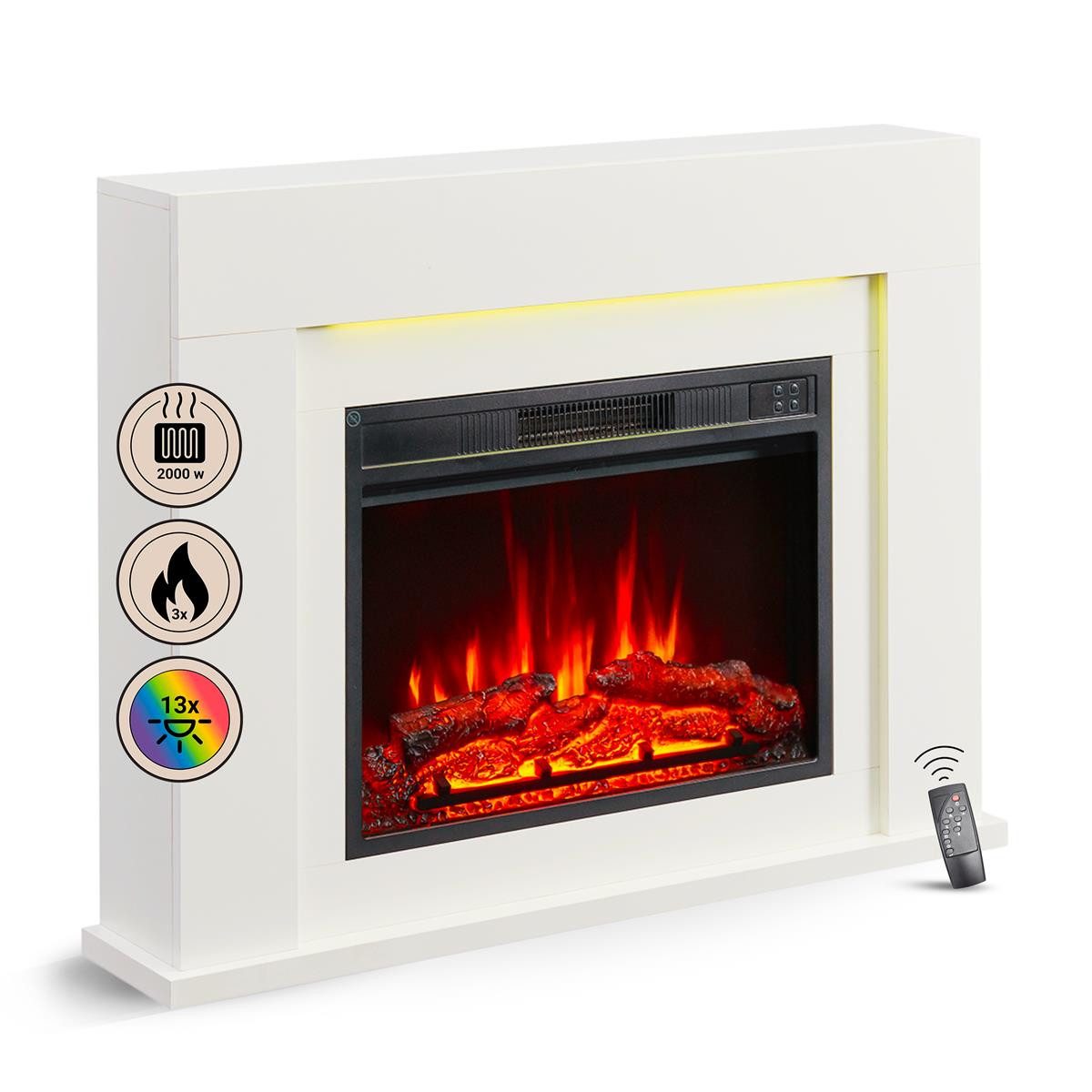 Balderia Elektrokamin Finn Design, Standkamin, 3D-Flammeneffekt, LED-Beleuchtung, Heizung