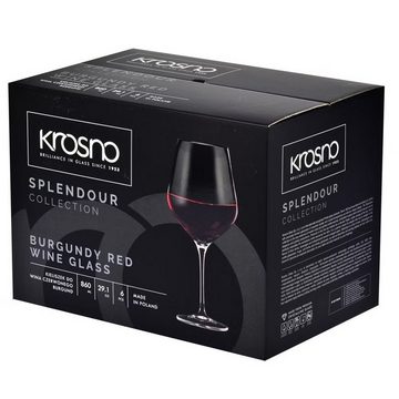 Krosno Rotweinglas F578187086010120, Glas, Weingläser 860 ml 6 Stück Splendour Burgunder