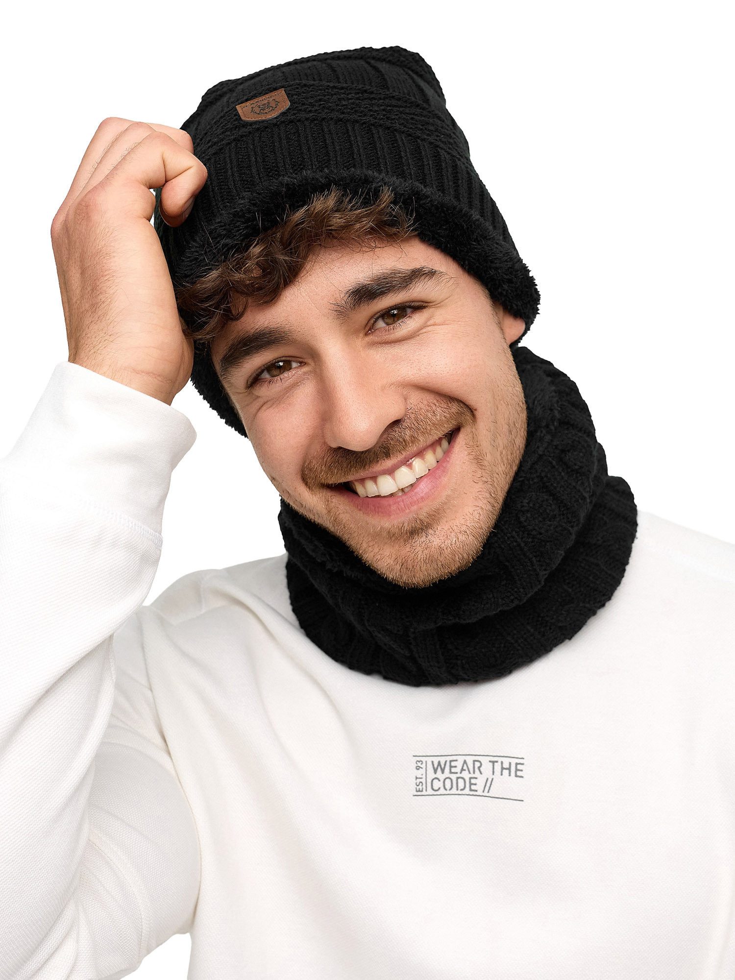 Indicode Mütze & Schal Herren Siracusa Strickmütze Herrenmütze Set günstig online kaufen