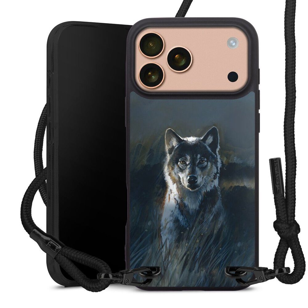 DeinDesign Handyhülle Wolf Natur Malerei Wolf 2, Apple iPhone 17 Pro Max Premium Handykette Hülle mit Band