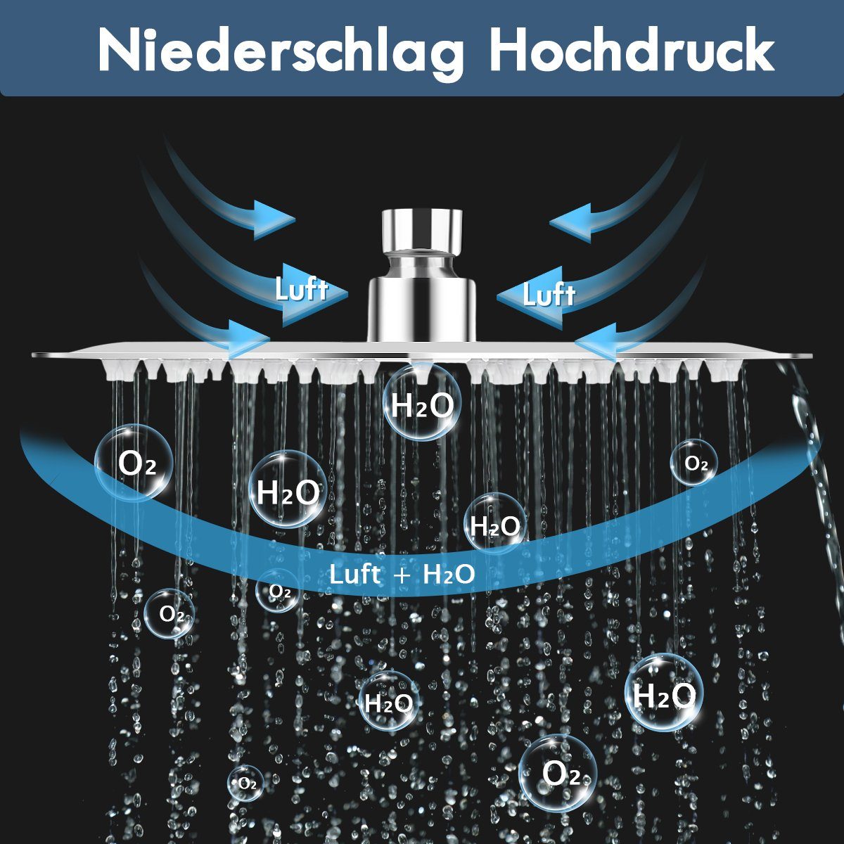 Home 304 2 mit Verstellbare Thermostat, oyajia Duschstange Edelstahl Edelstahl Messing Duschsäule und Strahlart(en), mit Duschsystem Silber, Brausegarnitur Handbrause Regendusche