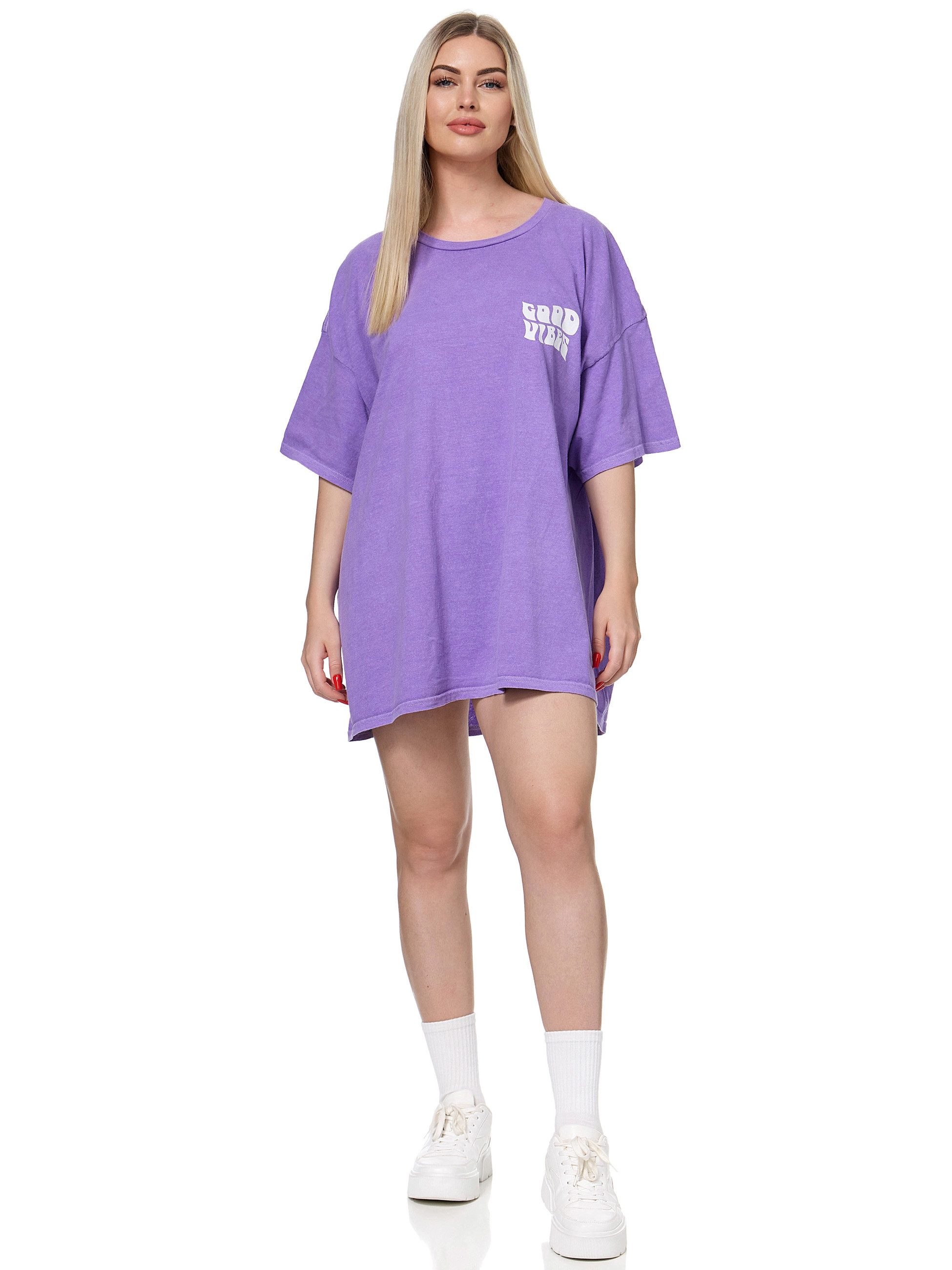 Worldclassca T-Shirt Worldclassca Oversized Print GOOD VIBES T-Shirt lang Sommer Oberteil