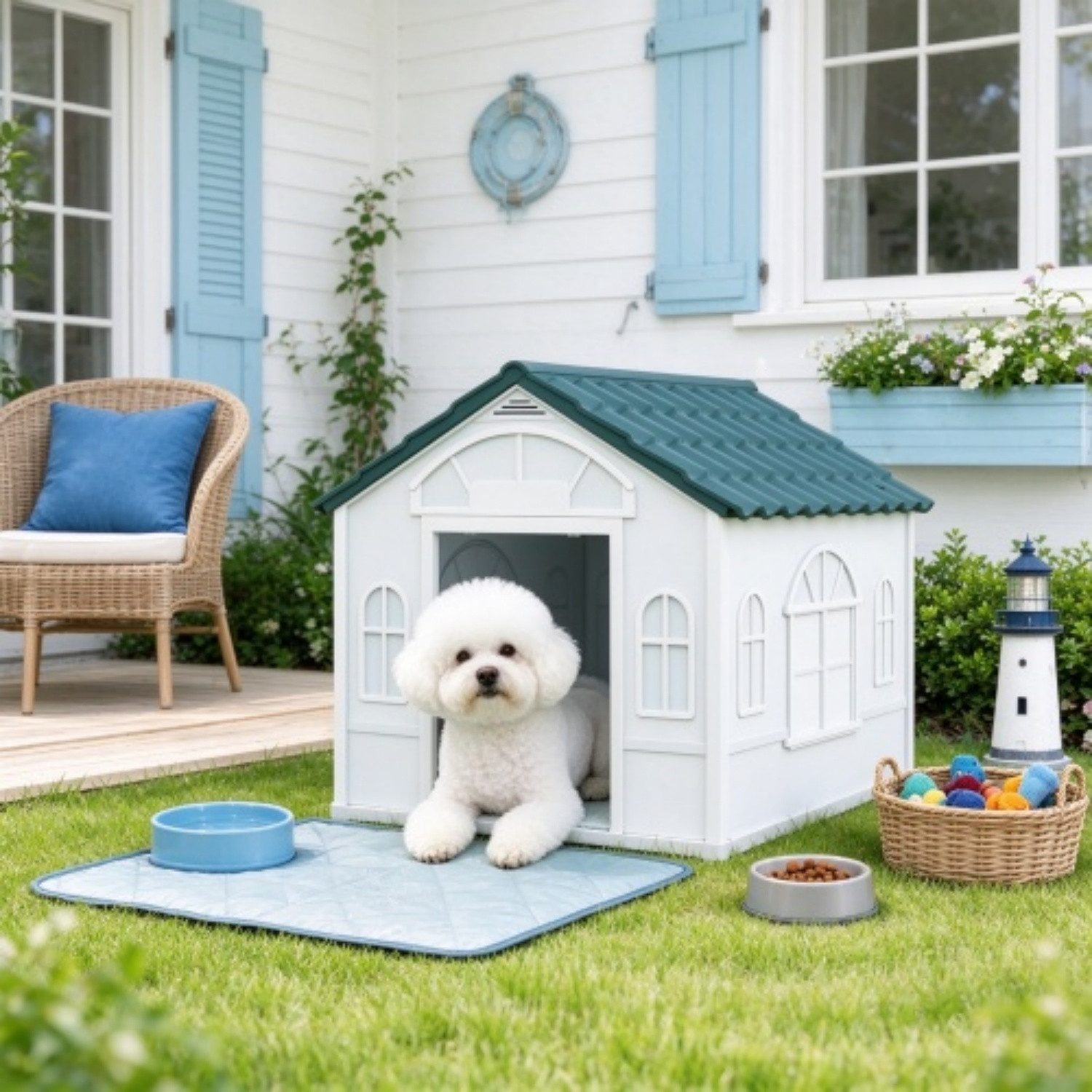 ANYSUN Hundehütte Hundehaus Outdoor wetterfest mit offenem Eingang & Belüftungsöffnungen, 65 × 75,7 × 63 cm, für Hunde bis 20 kg & ohne Schrauben montierbar