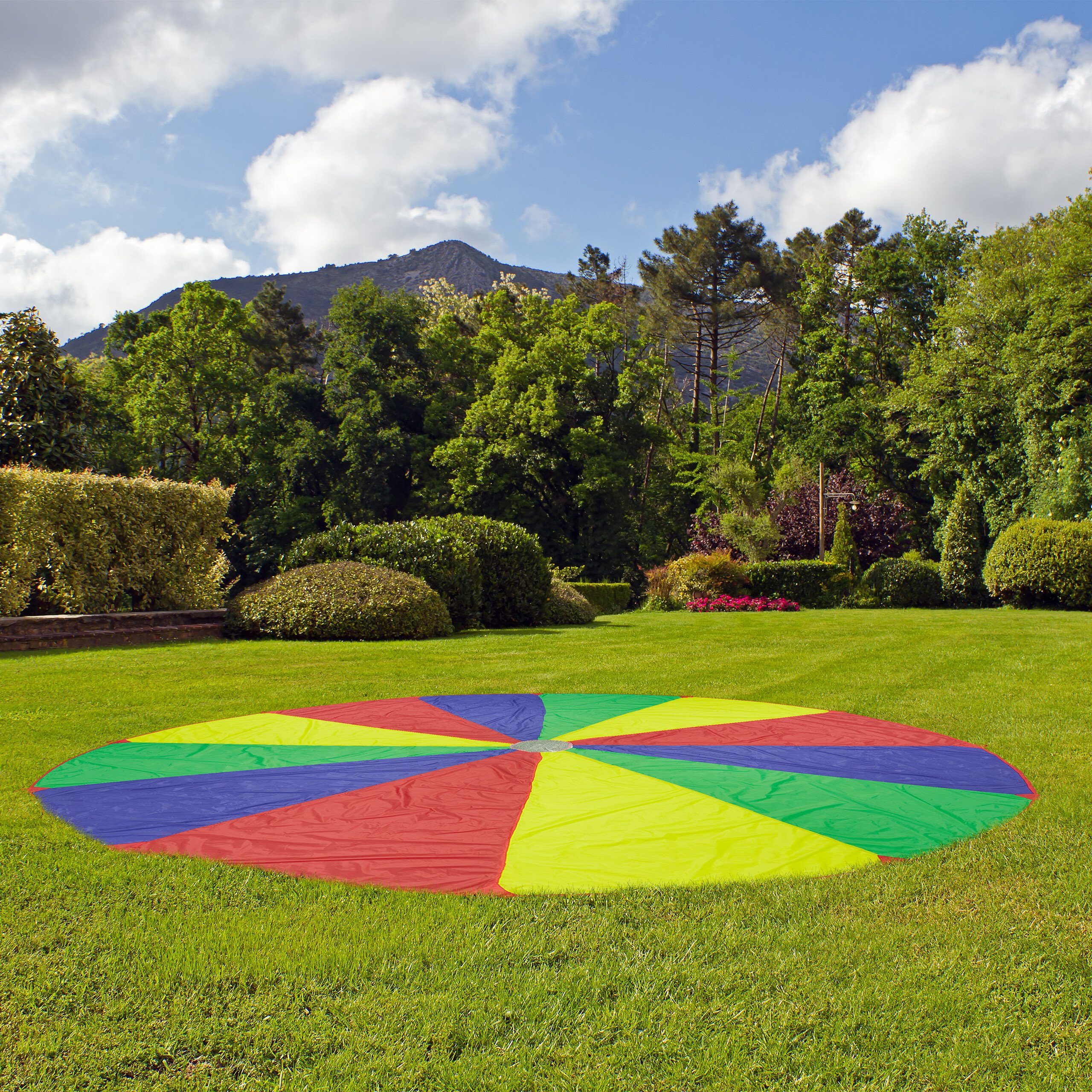 relaxdays Spielzeug-Gartenset Buntes Schwungtuch Ø 6 m günstig online kaufen