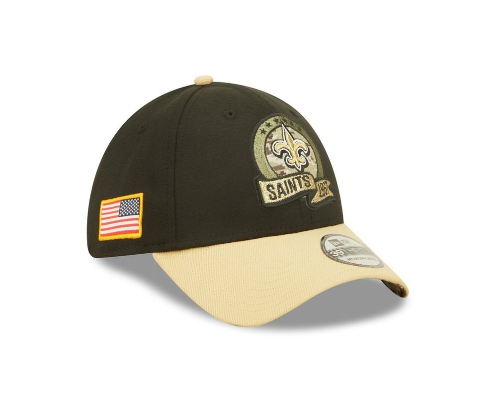 New Era Baseball Cap New Era NFL NEW ORLEANS SAINTS Salute to Service 2022 Sideline 39THIRTY Stretch Fit Game Cap