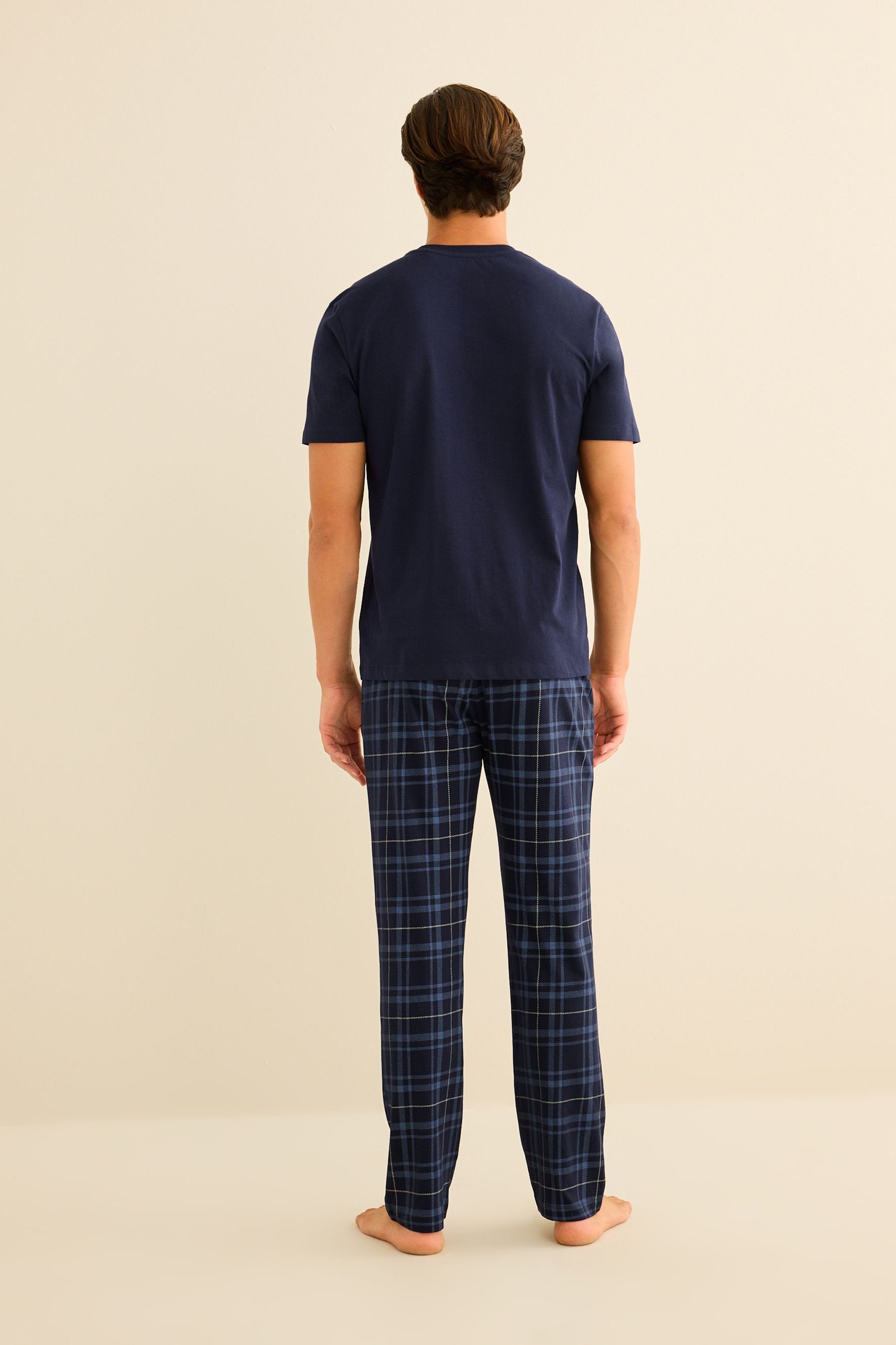 Navy Check Pyjama (2 aus Blue Baumwolle Next Pyjama-Set tlg)