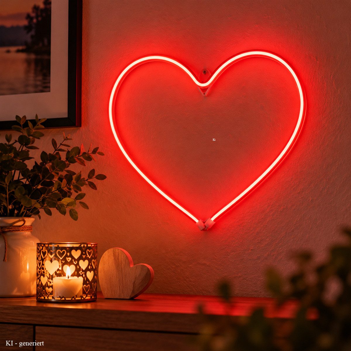 MARELIDA LED Dekolicht LED Herz Neon Schild Dekoleuchte Neonlicht Dekoobjekt rotes Herz 27cm, LED Classic, rot