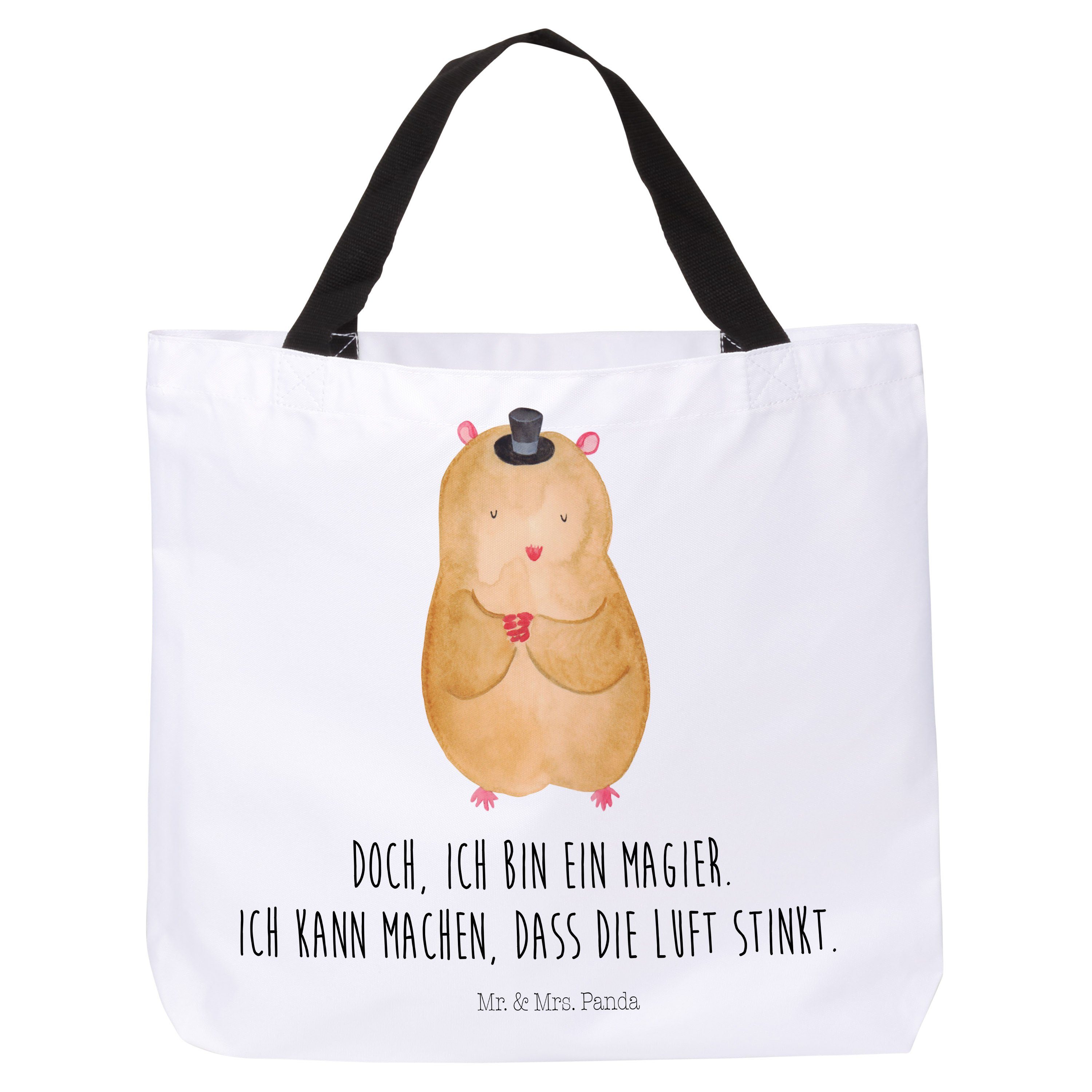 - mit Schultasche, Shopper Panda Mrs. Hut (1-tlg) Mr. - Hamster Laun Tiermotive, Gute & Geschenk, Weiß